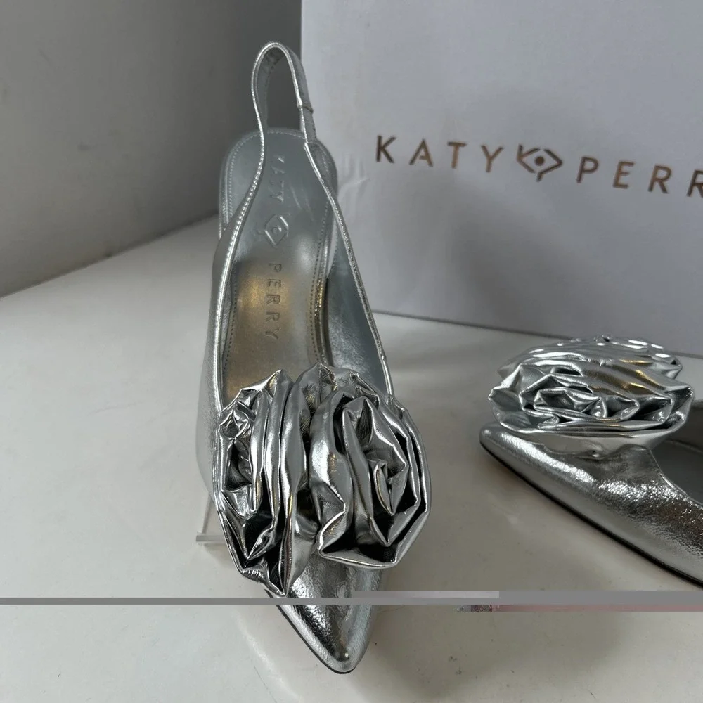Katy Perry Laterr High Flower Silver Sz‎ 10